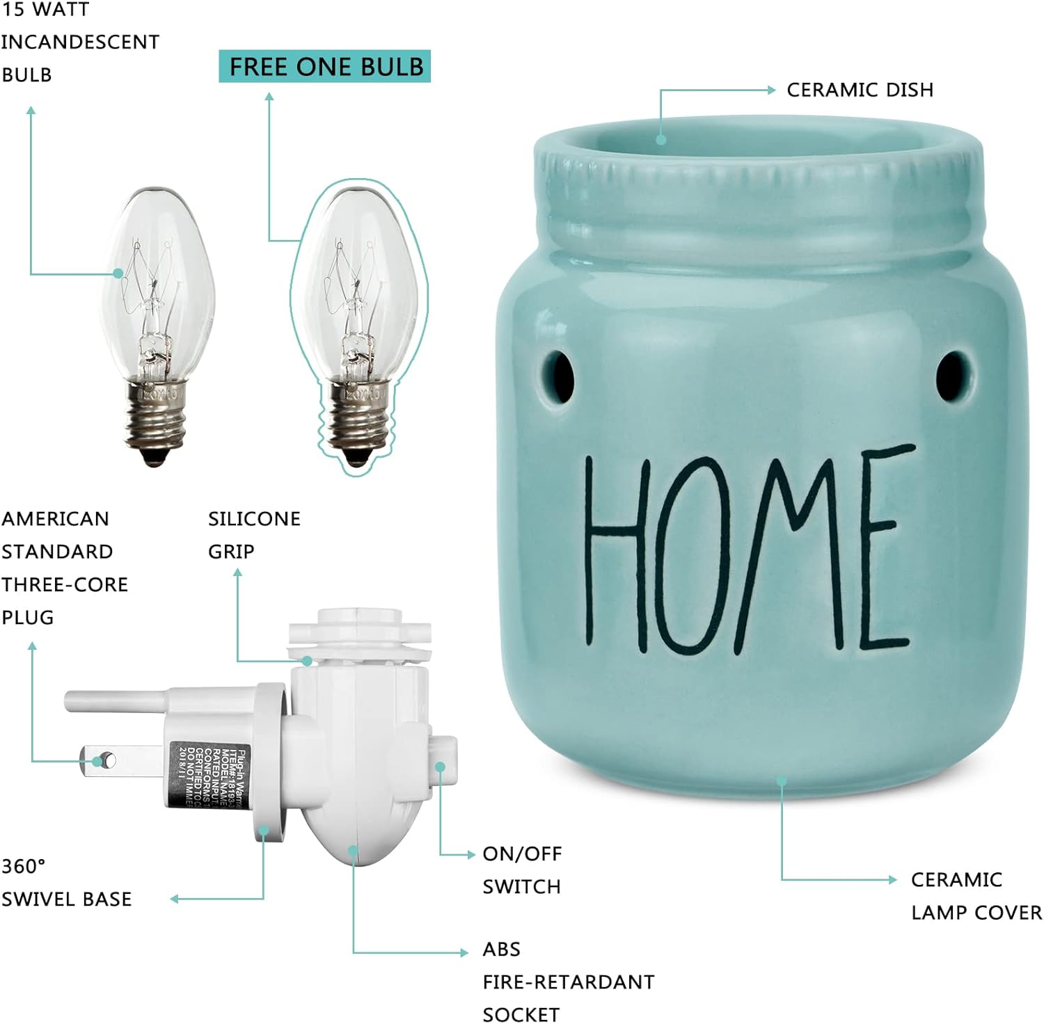 STAR MOON Ceramic Wax Melt Warmer with Macaron Blue