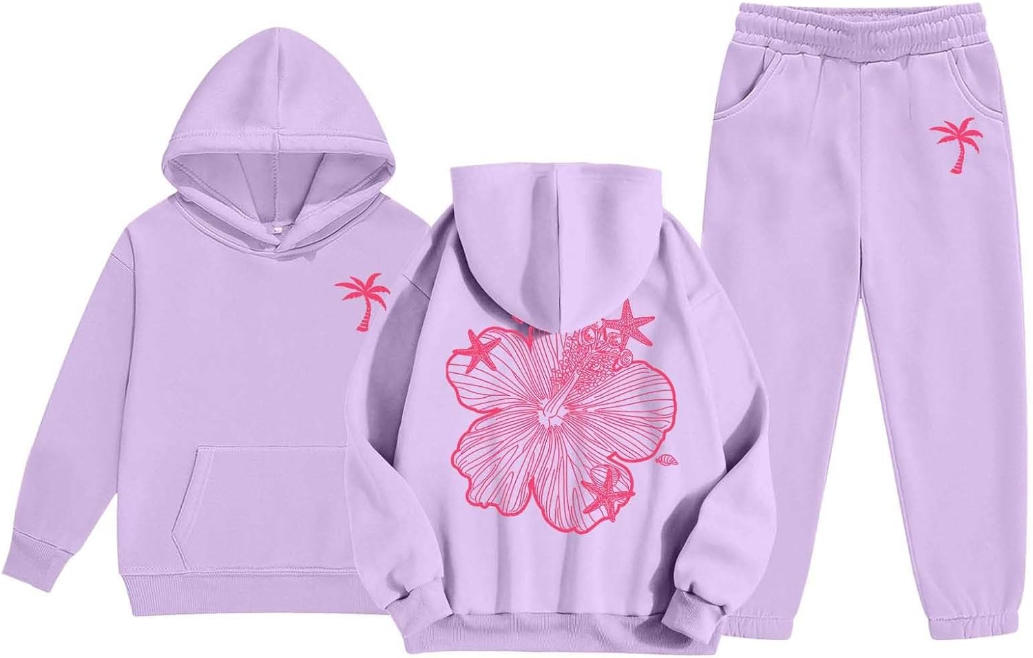 Kids Boys Girls Flower Print Outfit Set