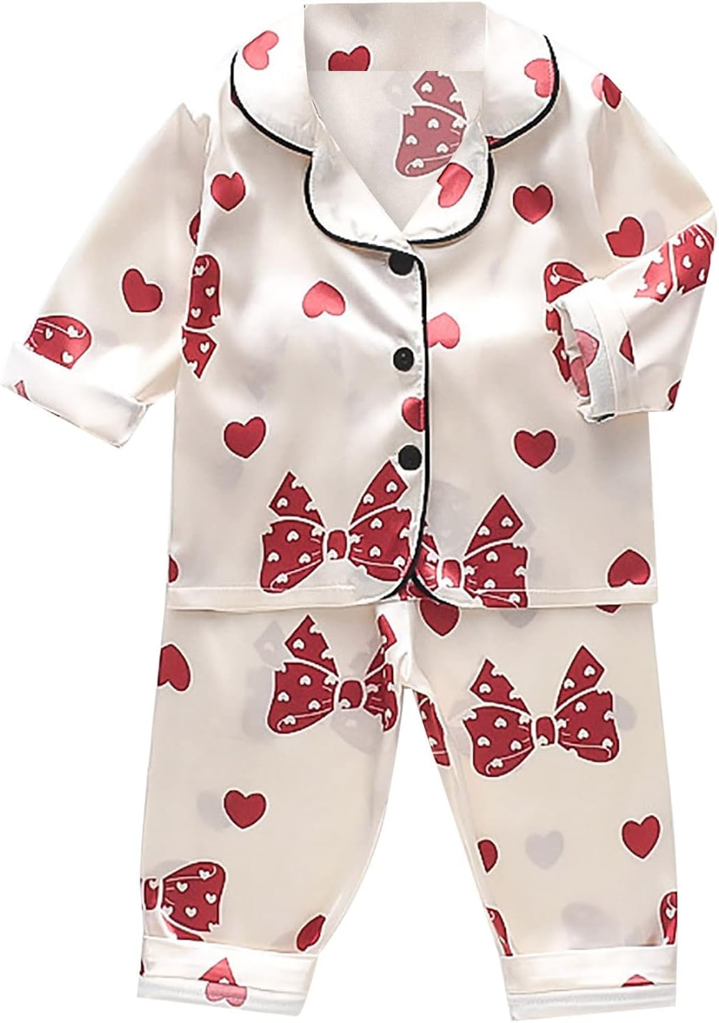 Toddler Girl Button Down Shirts Set Silk Satin 2PCS