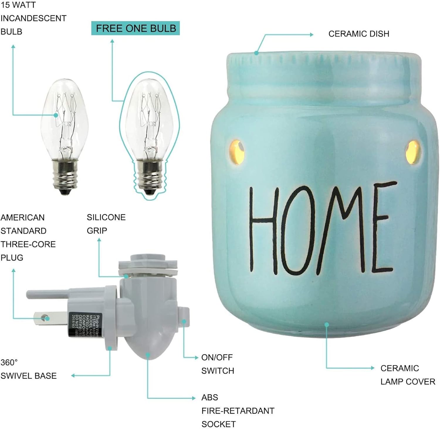 STAR MOON Ceramic Wax Melt Warmer with Macaron Blue