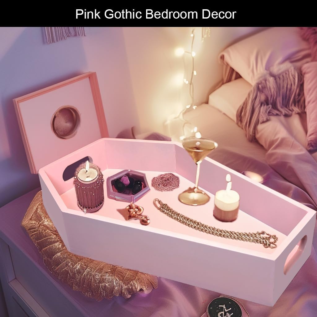 TOSOENPHY Pink Coffin Tray 142 Tall - Gothic Decor