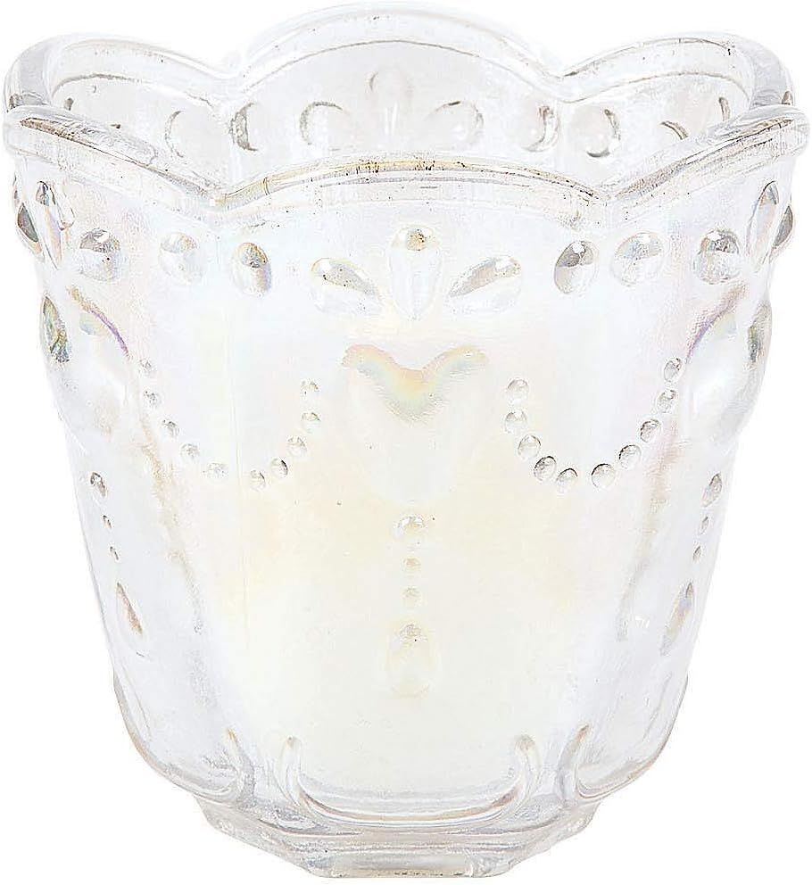 Iridescent Scallop Trim Candle Holders - 6 Pieces Wedding Decor