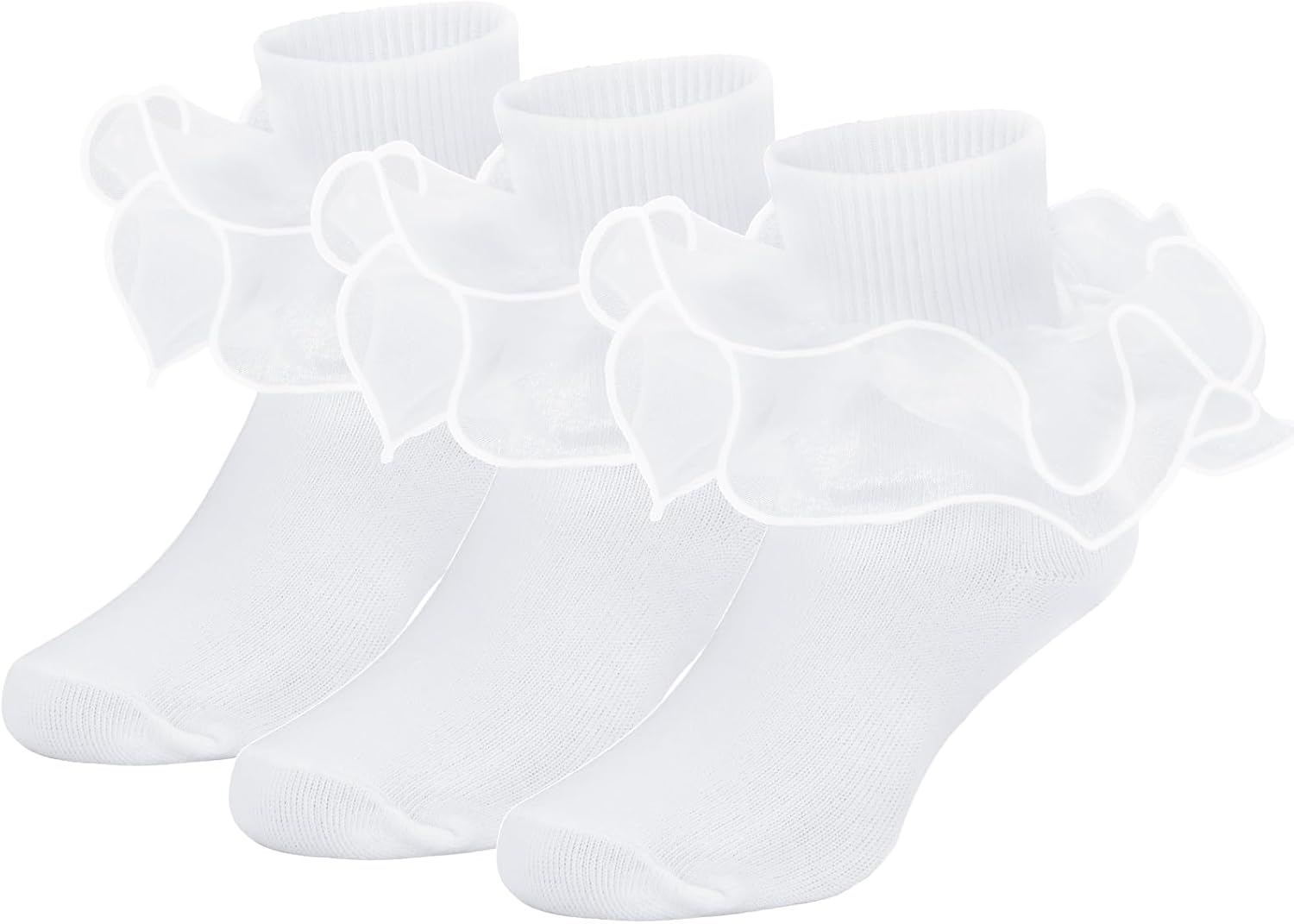 Zando Girls Ruffle Socks with Double Lace Cuff 1