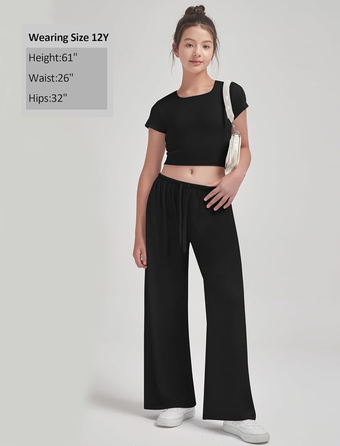 EXARUS 3 Pack Wide Leg Sweatpants for Girls 8-14Y