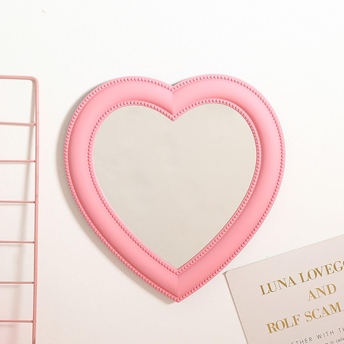 XPXKJ Heart Shaped Mirror 11 Inch Pink 2-in-1 WallTabletop