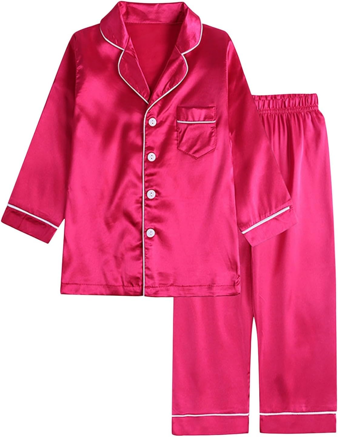 Unisex Satin Pajamas Set for Kids - Soft Breathable Machine Washable