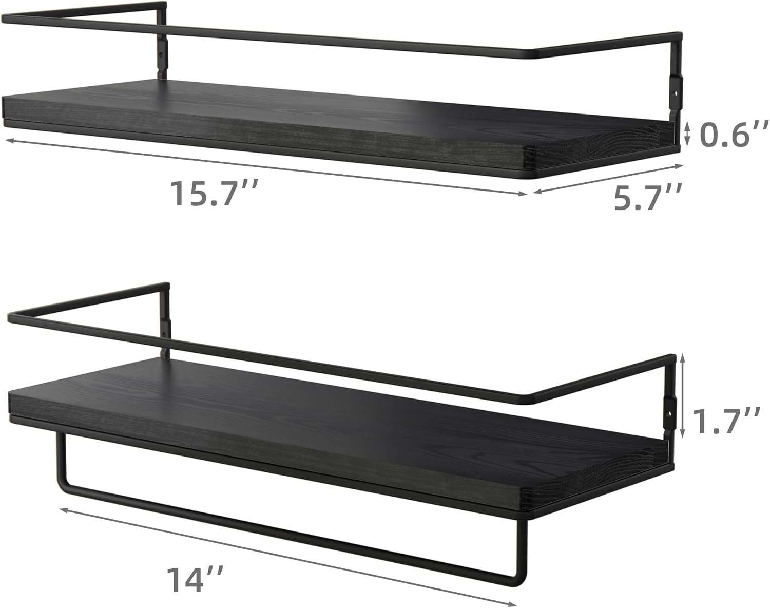 ZGO Floating Shelves Set of 2 with Towel Rack