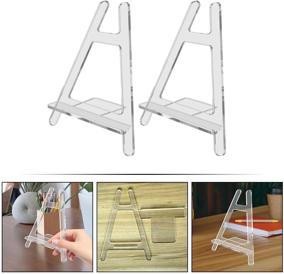 LOGOFUN 2Pcs Acrylic Display Stand for Plates Phones