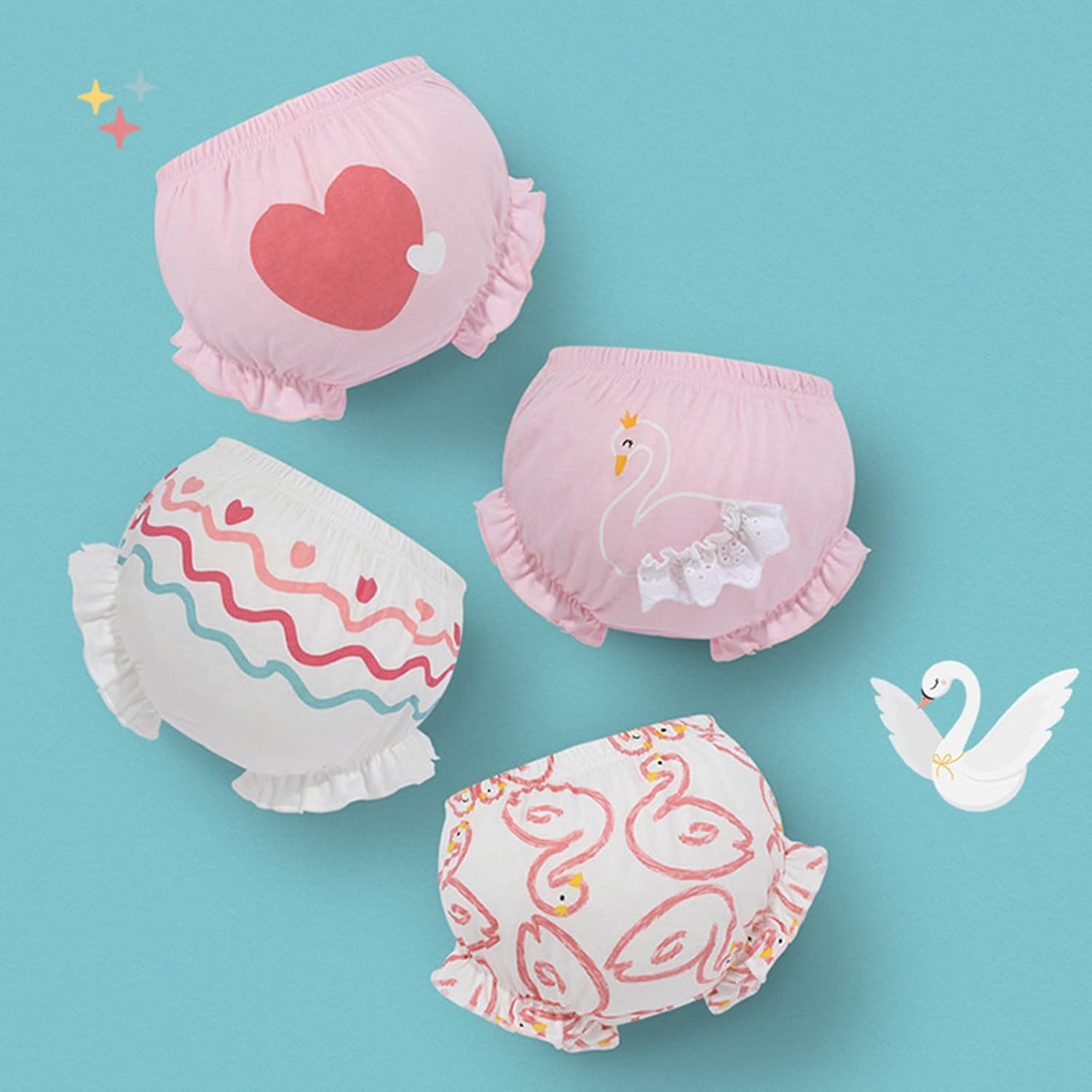 Cute Baby Girl Panty Covers 4 Pack Soft Toddler Briefs