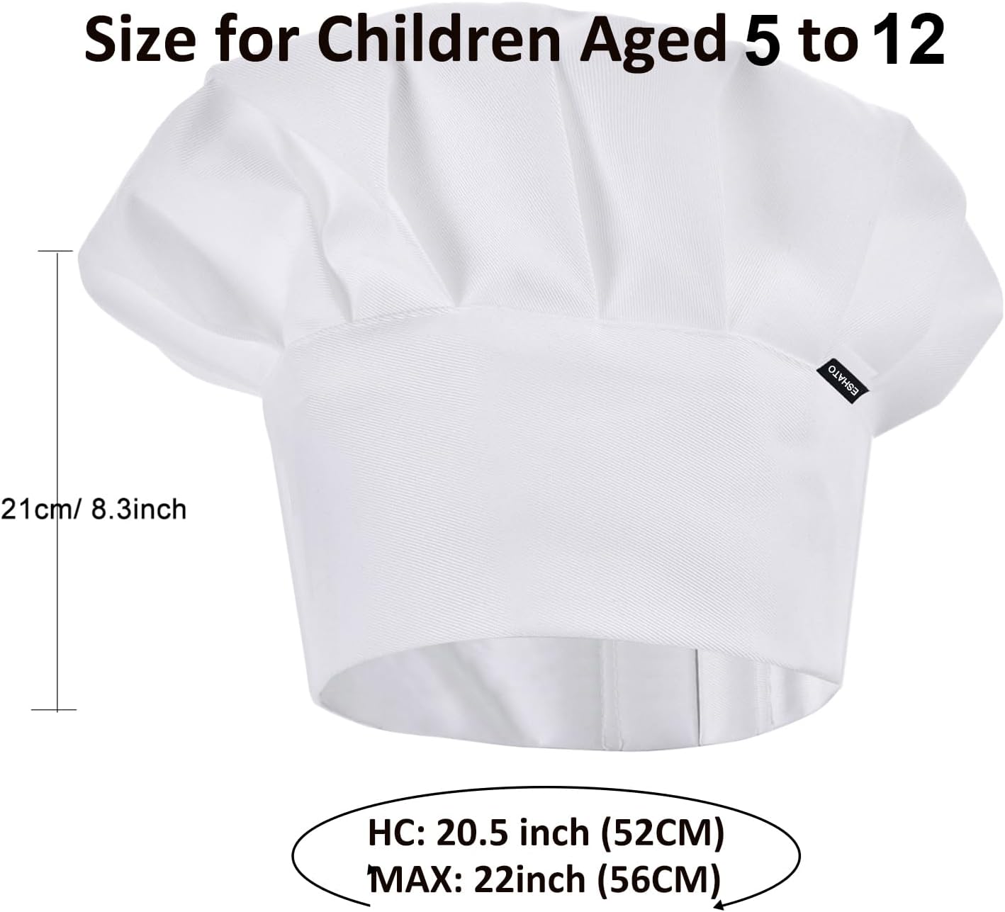 ESHATO Kids Chef Hat Adjustable for 5-12 Years
