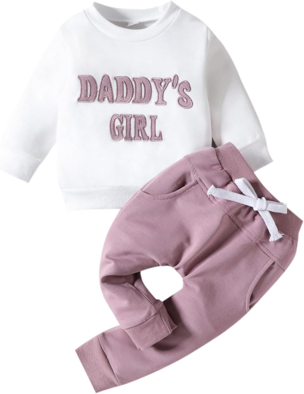 Toddler Baby Girls Winter Outfit Set with Letter Embroidery
