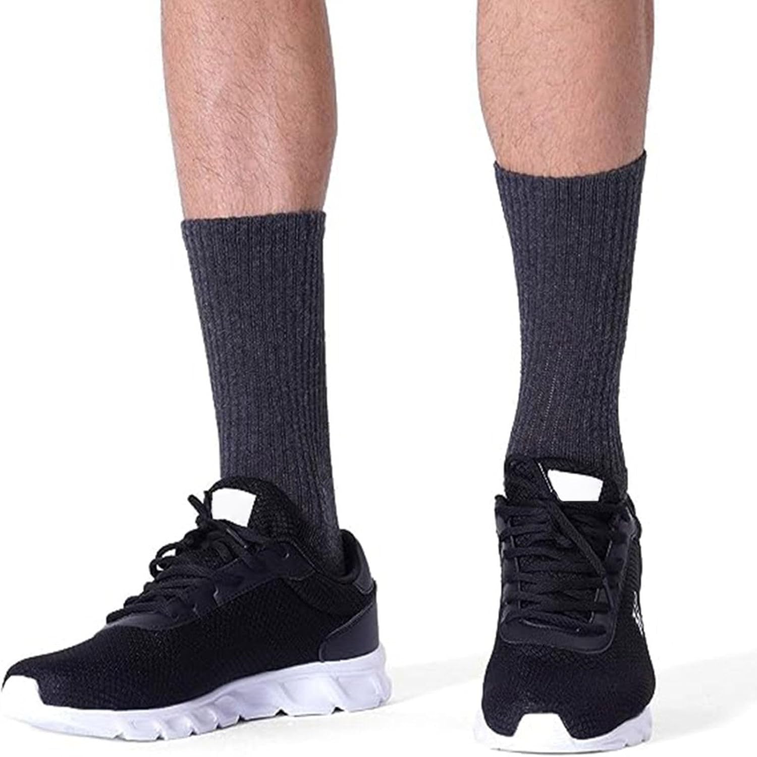 Mens Cushioned Crew Socks 5 Pairs White Low-Cut