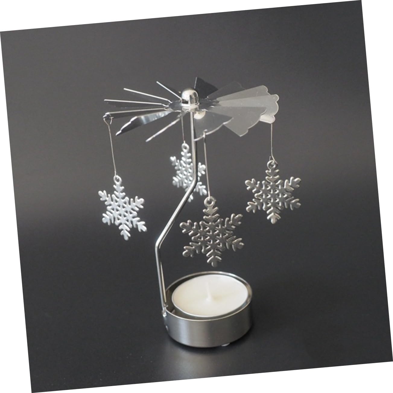 Rotating Candlestick with Snowflake Windmill Design