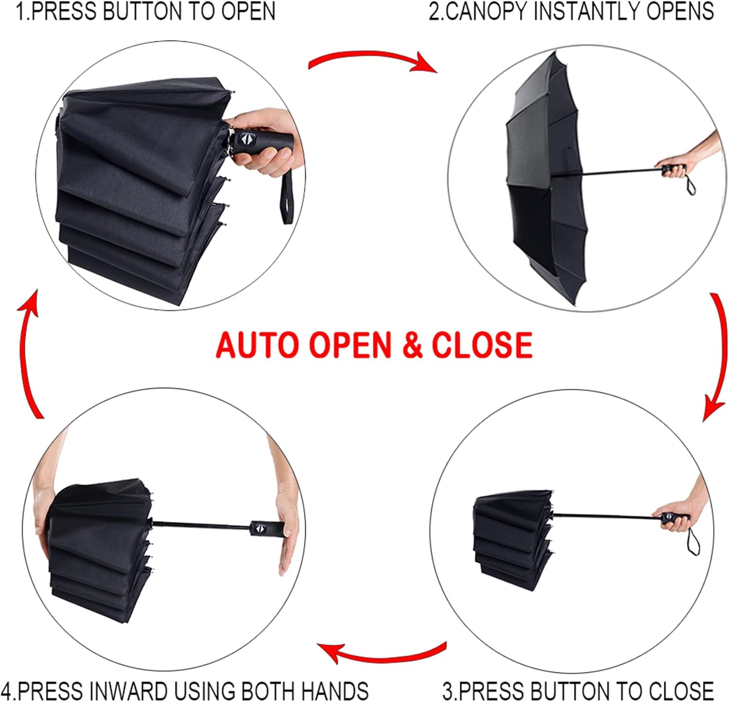 NPCQUN Windproof Travel Umbrella - Compact Lightweight Automatic