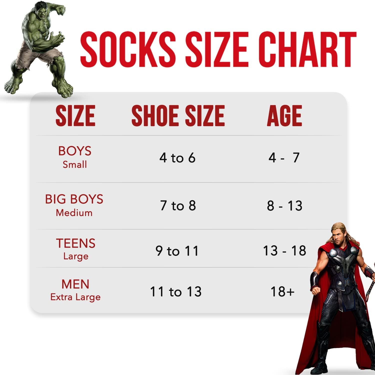 Marvel Legends Socks for Boys Men - 6 Pack