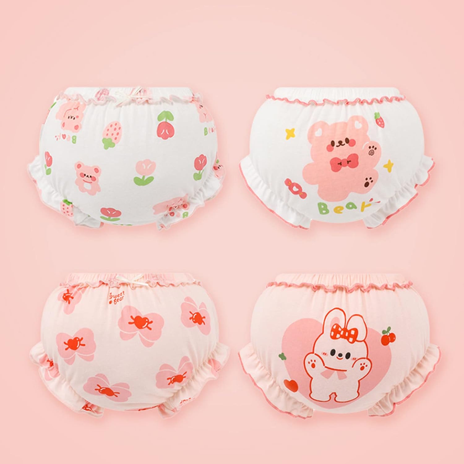 Newborn Baby Girls Diaper Cover Cute Ruffle Bloomers 4 Pack