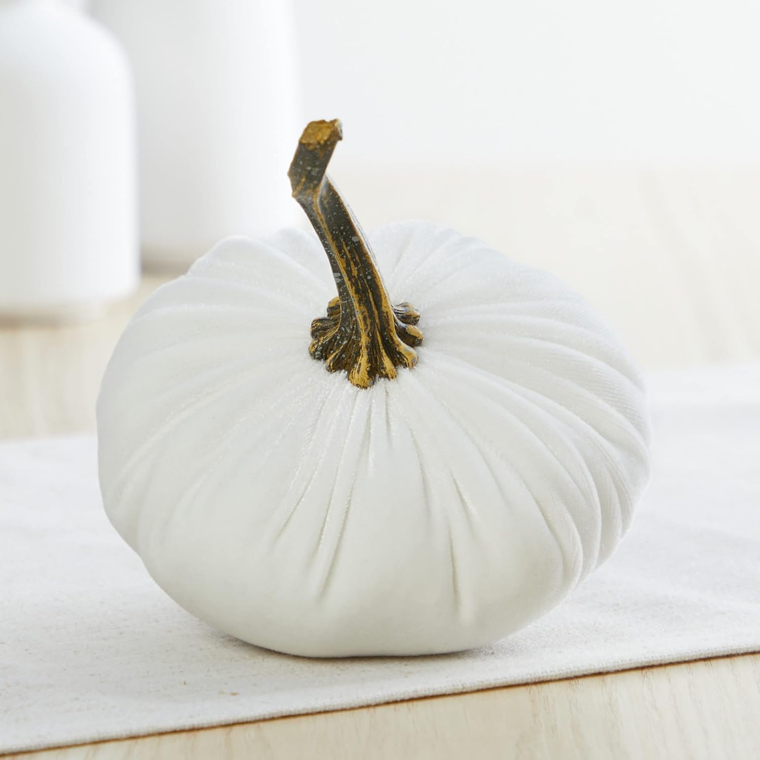 Set of 4 Small Velvet Pumpkins for Home Decor