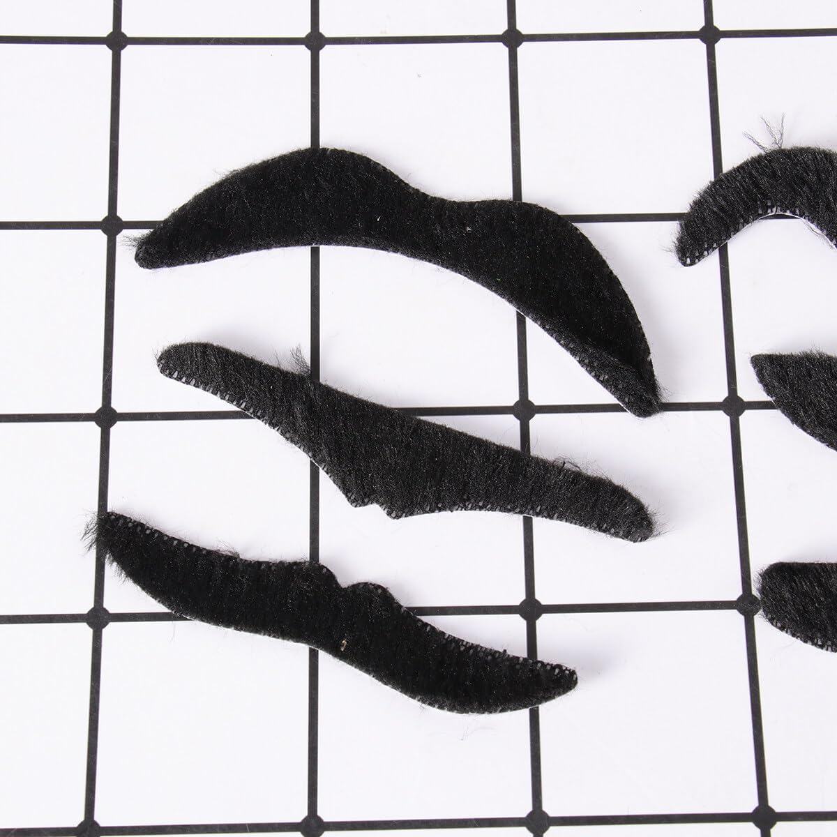 12 Pcs Black Fake Mustaches Self Adhesive 6 Styles
