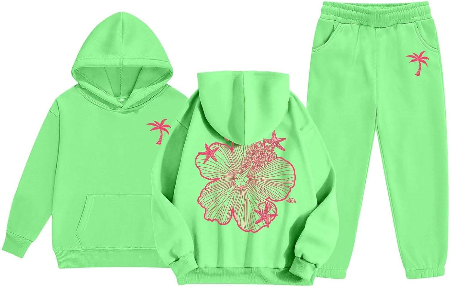 Kids Boys Girls Trendy Flower Print Outfit Set