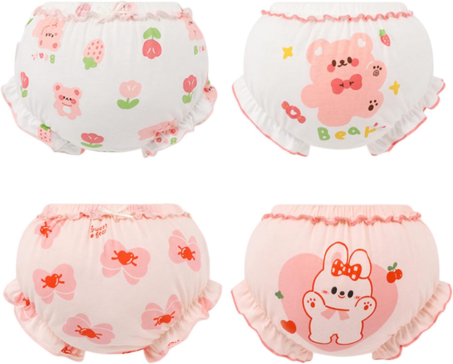 Newborn Baby Girls Diaper Cover Cute Ruffle Bloomers 4 Pack