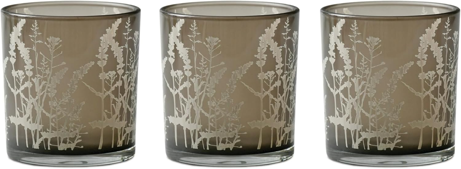 Wildflower Glass Votive Candle Holders Set of 3