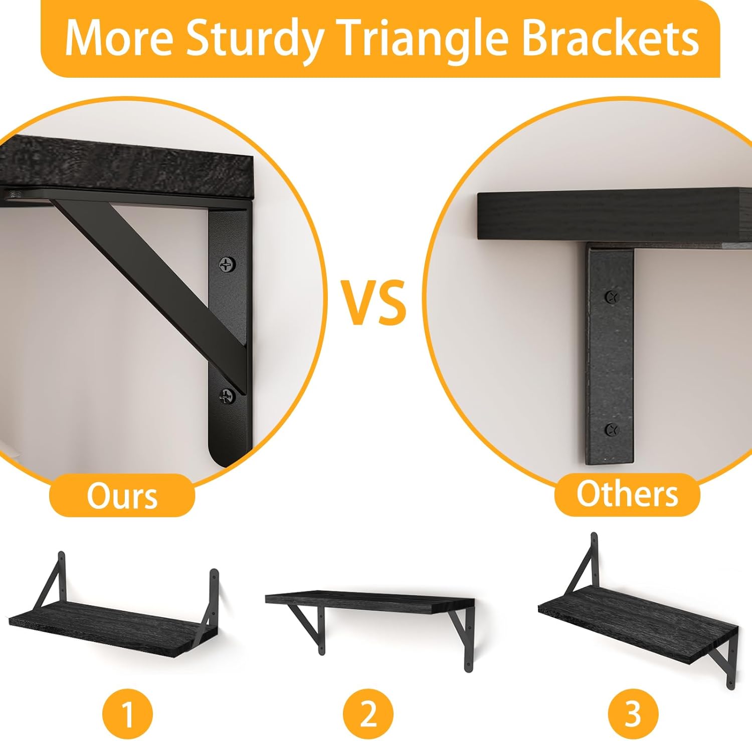 YGEOMER Floating Shelves Set of 4 Black Wall Shelves