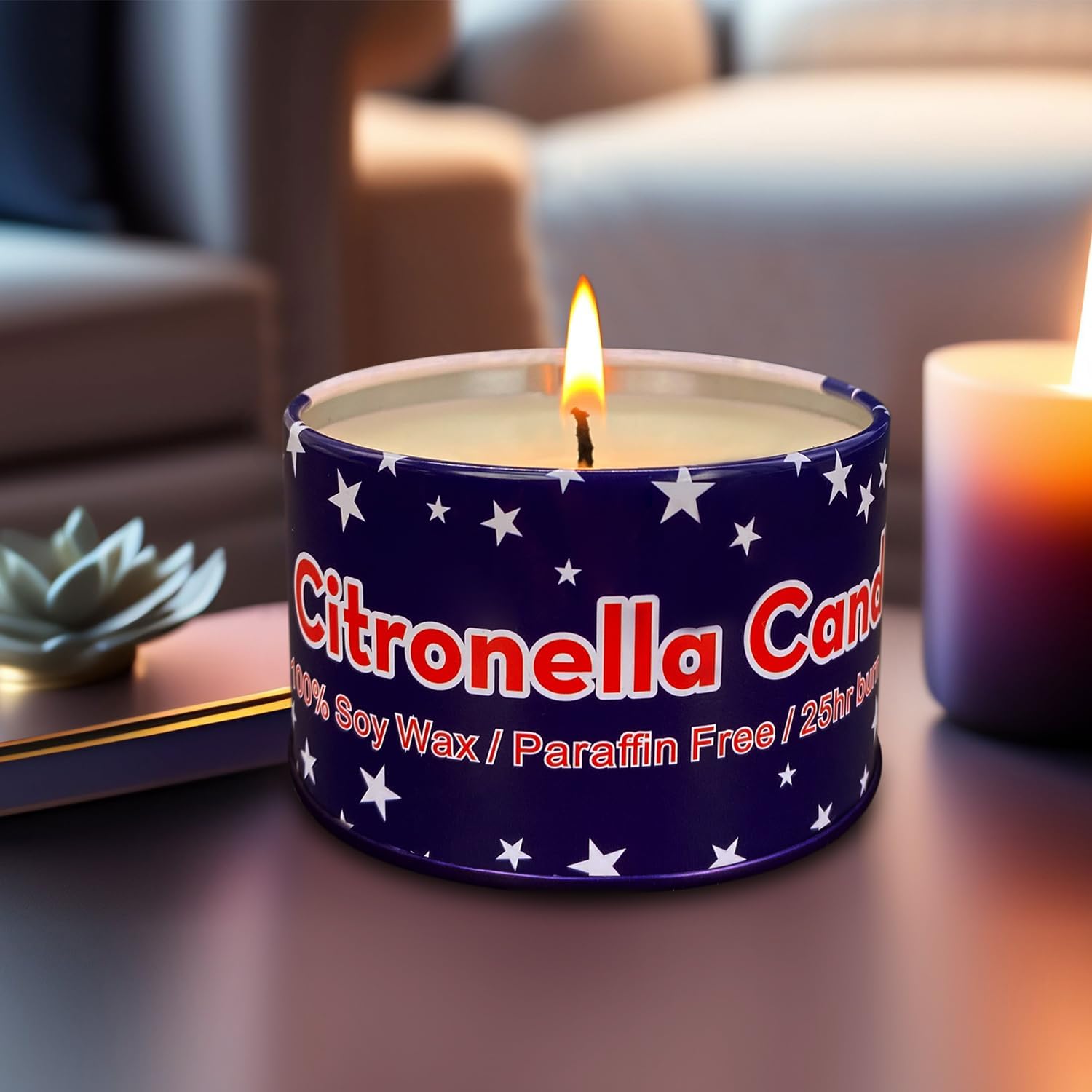 4 Pack 4 Oz 25 Hour Citronella Candles with National Flag Design
