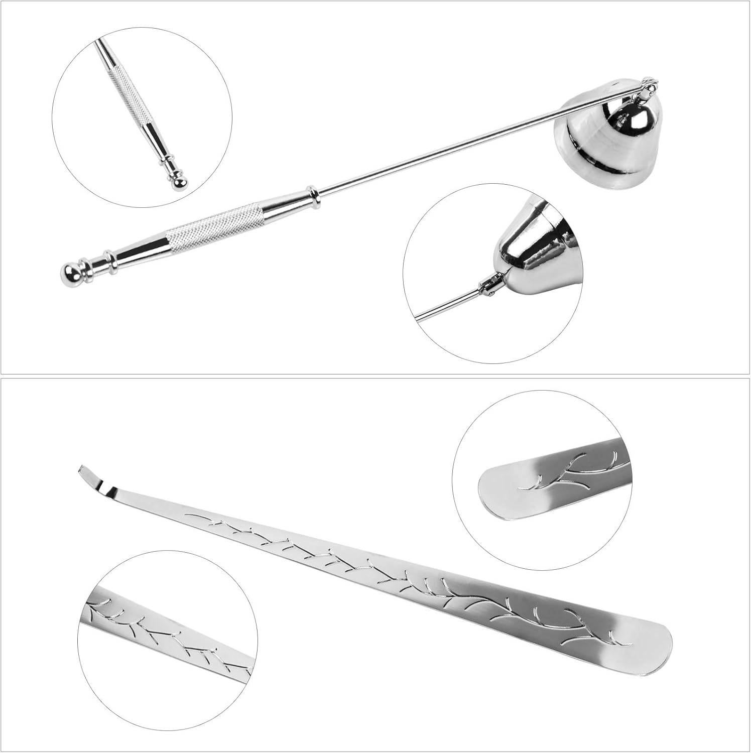 Harapu 3 in 1 Candle Accessory Set - Silver Stainless Steel