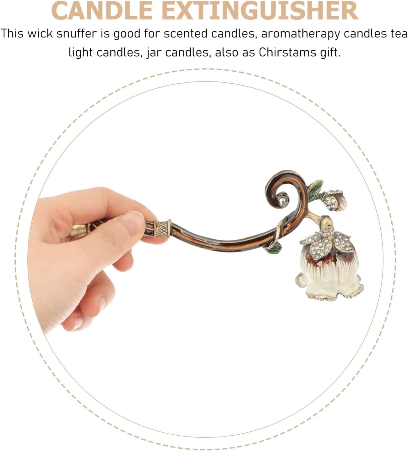 Luxshiny Vintage Flower Candle Snuffer with Rhinestone