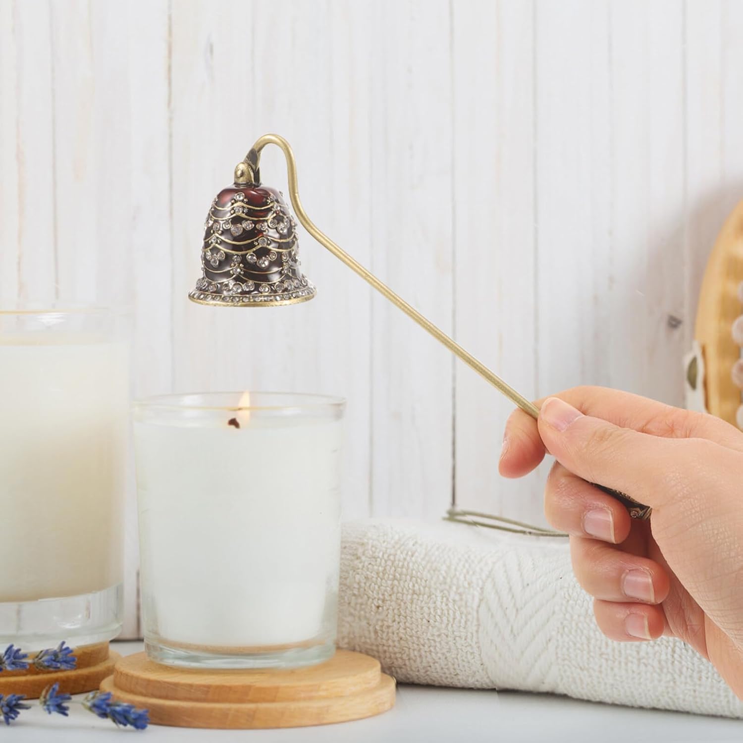 HOLIDYOYO Candle Snuffer with Rhinestone Long Handle