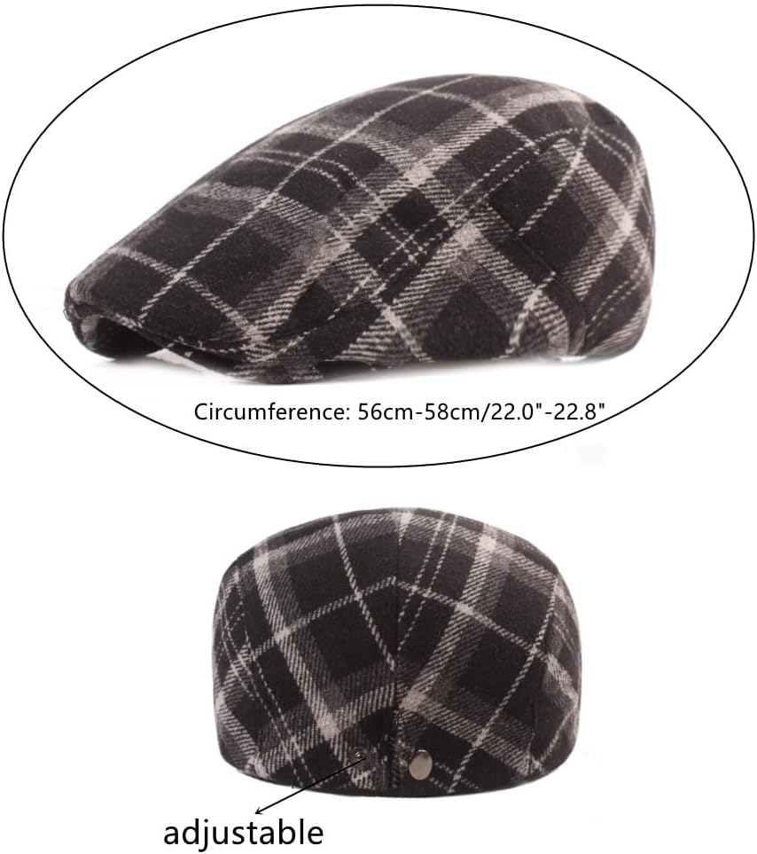 GONGKANGYUAN Plaid Newsboy Hat Adjustable Vintage