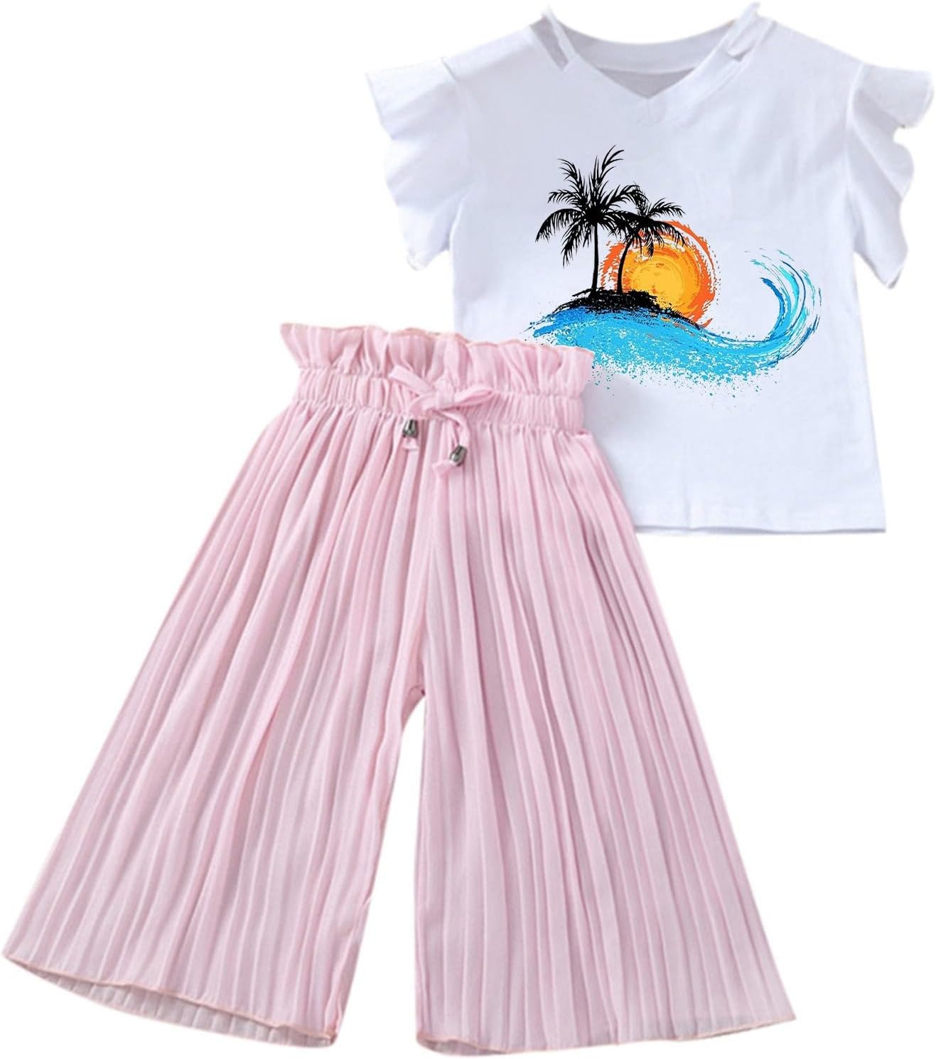 Toddler Girls Summer Sunflower Chiffon Ruched Outfits