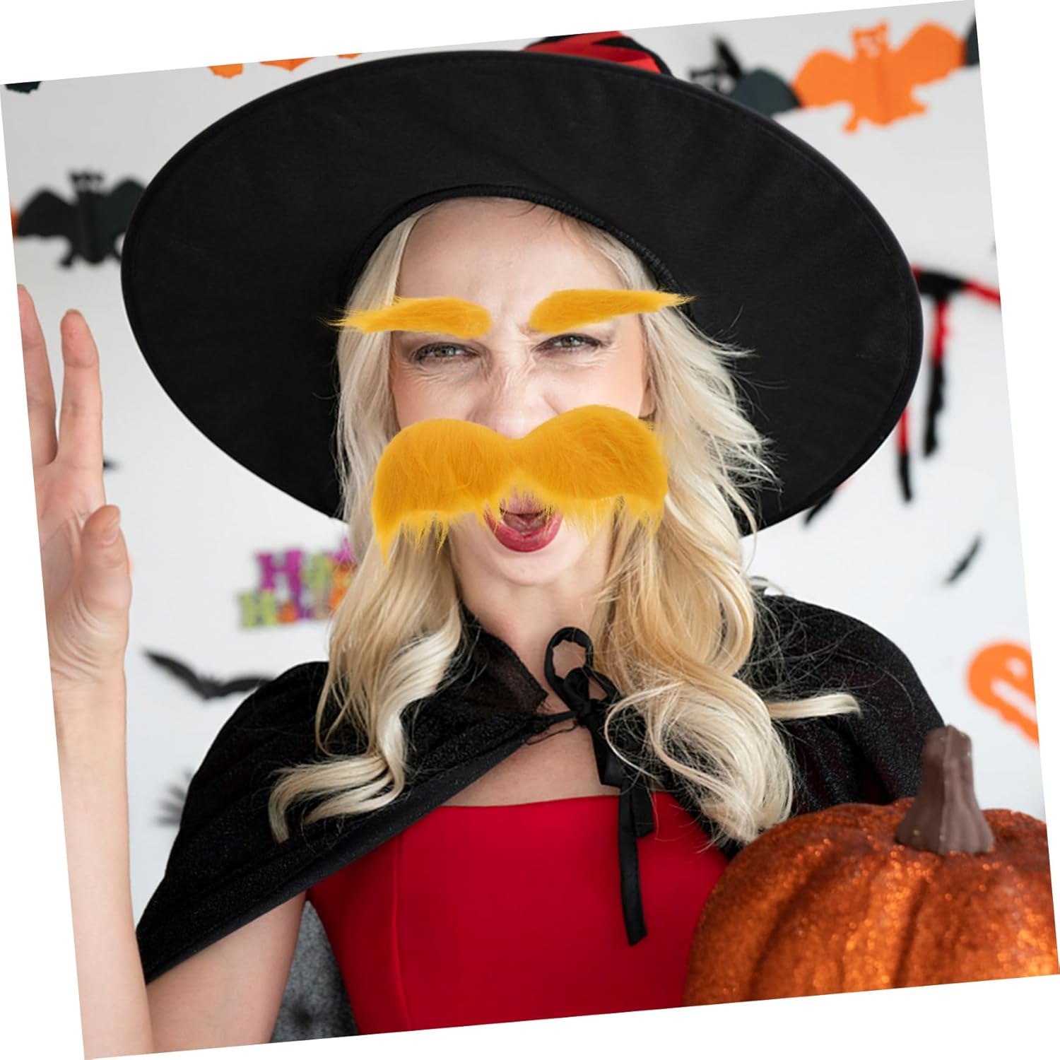 1Set Halloween Fake Mustache and Eyebrows for Cosplay and Parties