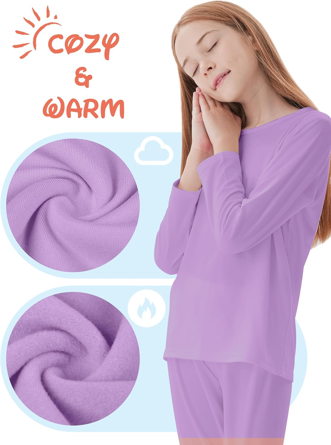 Resinta 3 Girls Thermal Underwear Set Winter Warm Pajamas