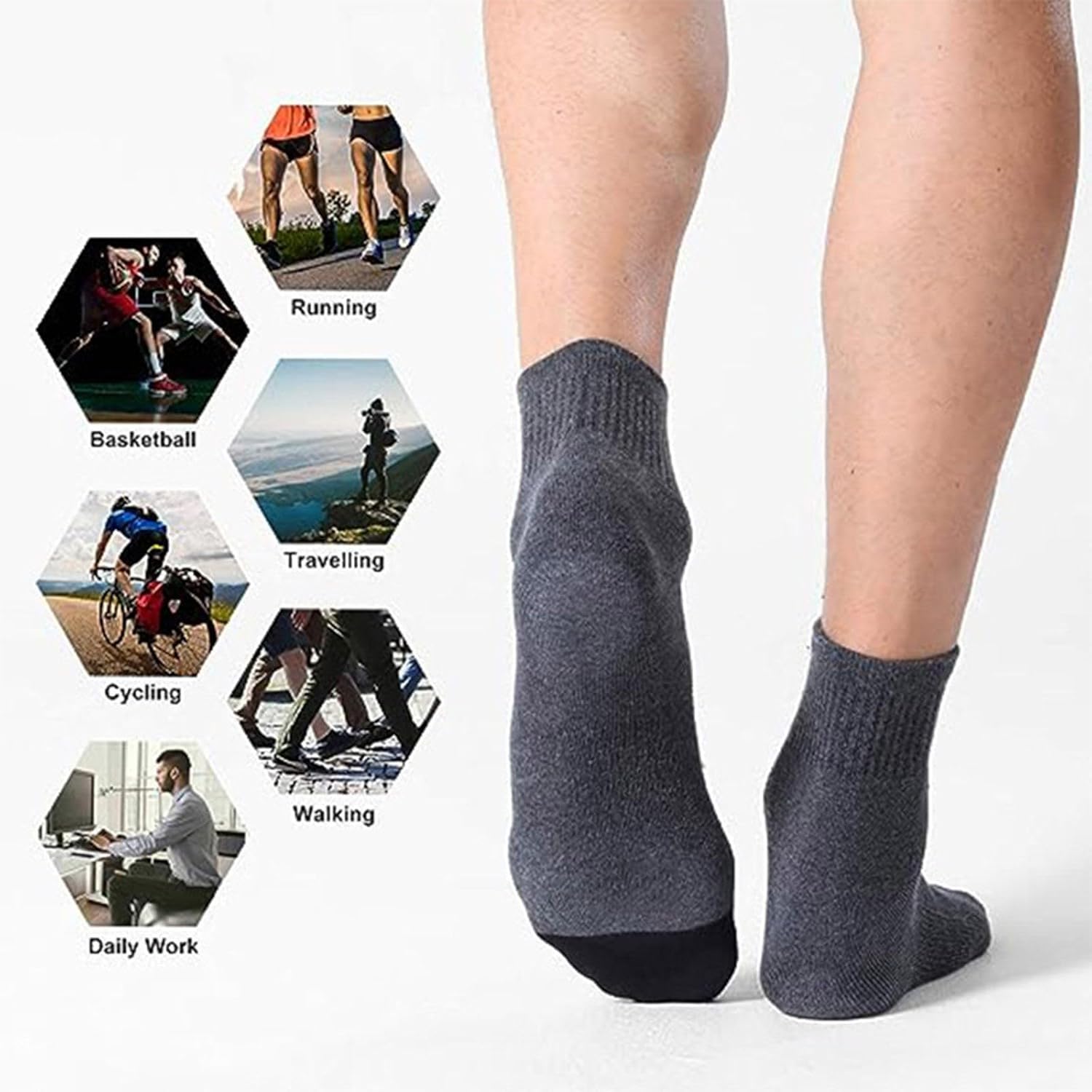 GIERIDUC Men Women Athletic Ankle Socks 6 Pairs