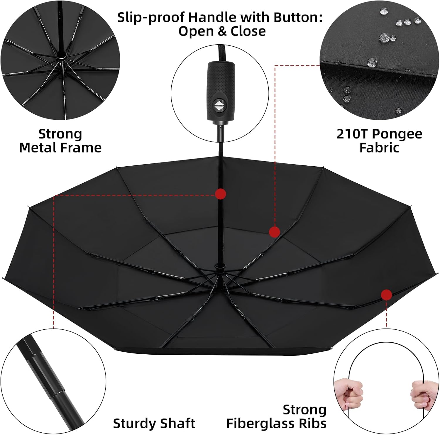 TradMall Travel Umbrella 42 Inch Auto Open Close
