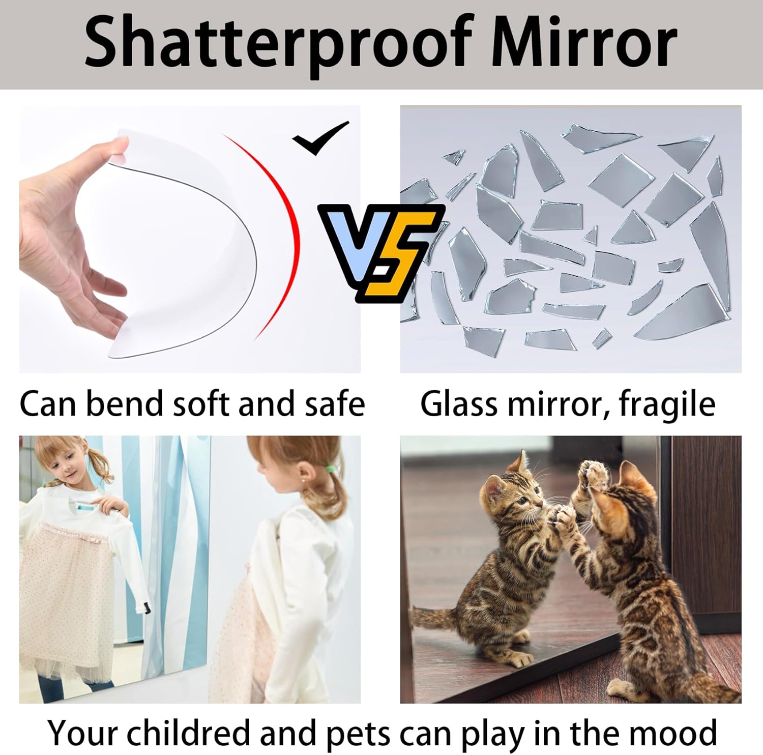 CEYAZYE Wall Mirror Tiles 4pcs Full Length Door Mirror