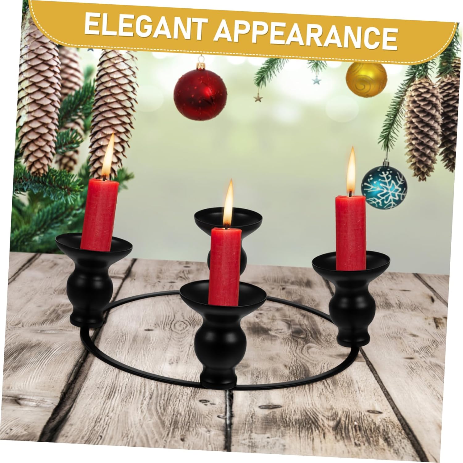 HOLIDYOYO Iron Black Candle Holder Ring