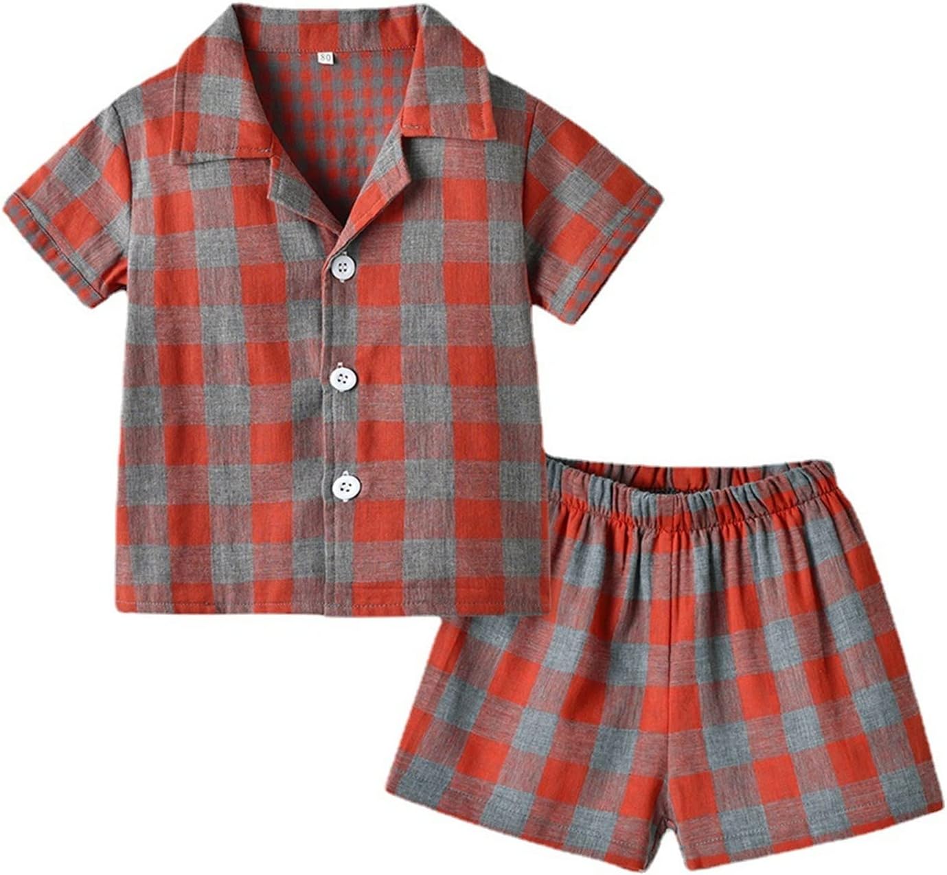 Plaid Girl Boy Short Pajama Set for Toddler Summer Sleepwear