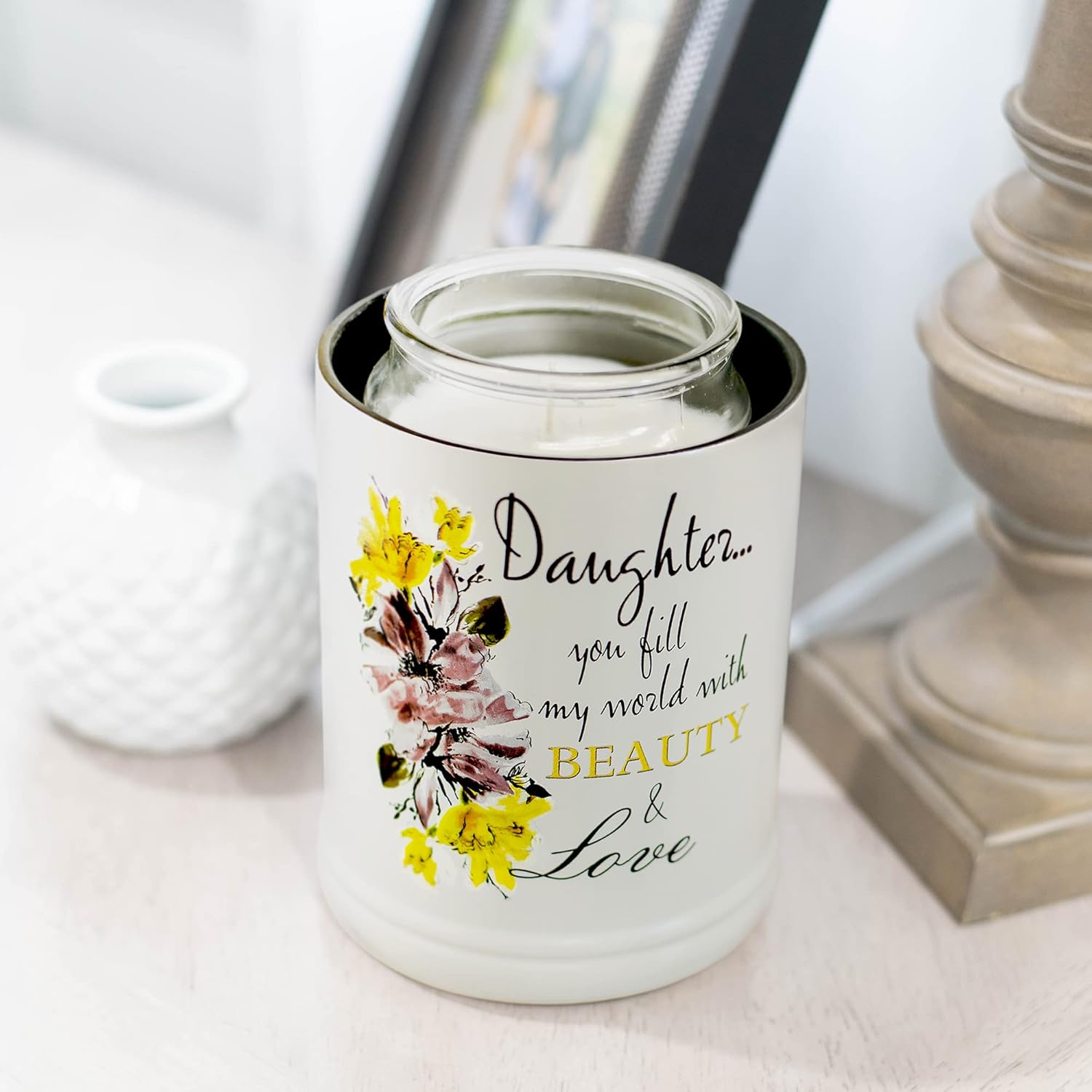 Elanze Designs Jar Candle Warmer with Metallic Decor
