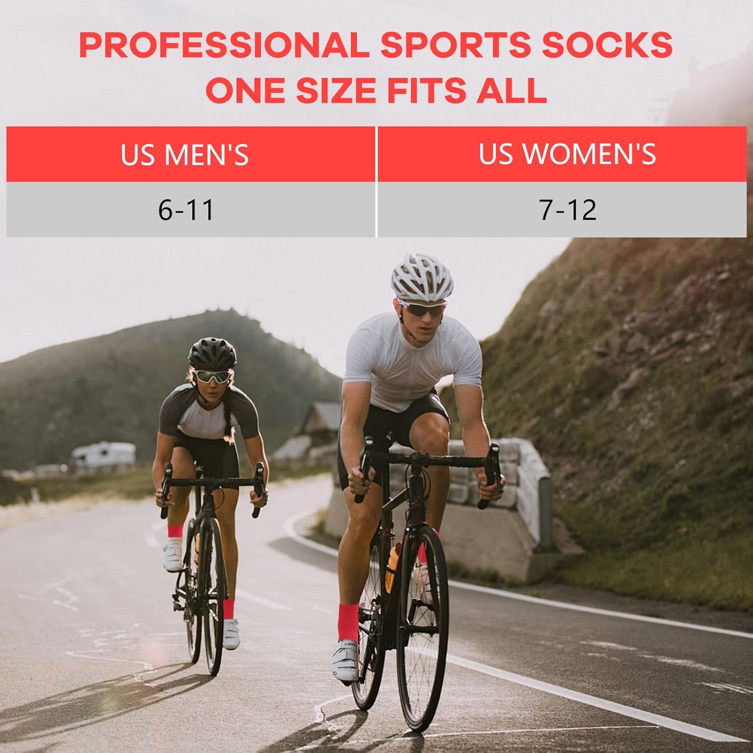 NIcool Cycling Socks for Men Women Bright Crew Socks