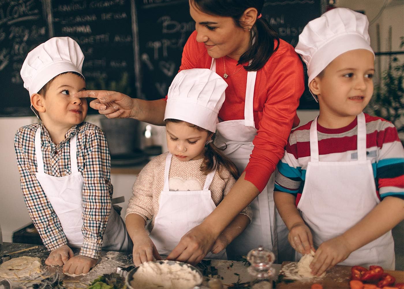 ESHATO Kids Chef Hat Adjustable for 5-12 Years