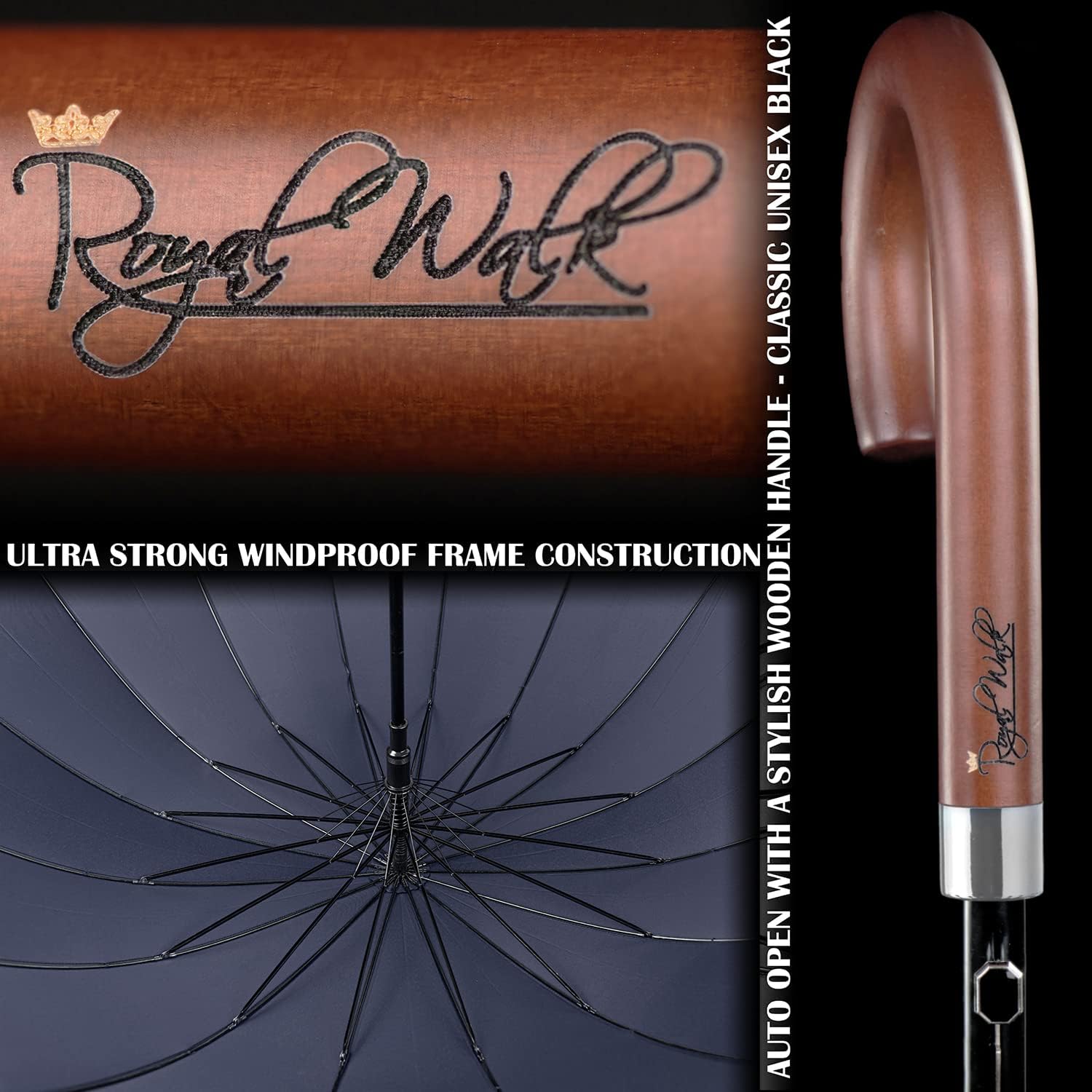 Royal Walk Windproof Large Umbrella 54 Inch Automatic Open for 2 Persons