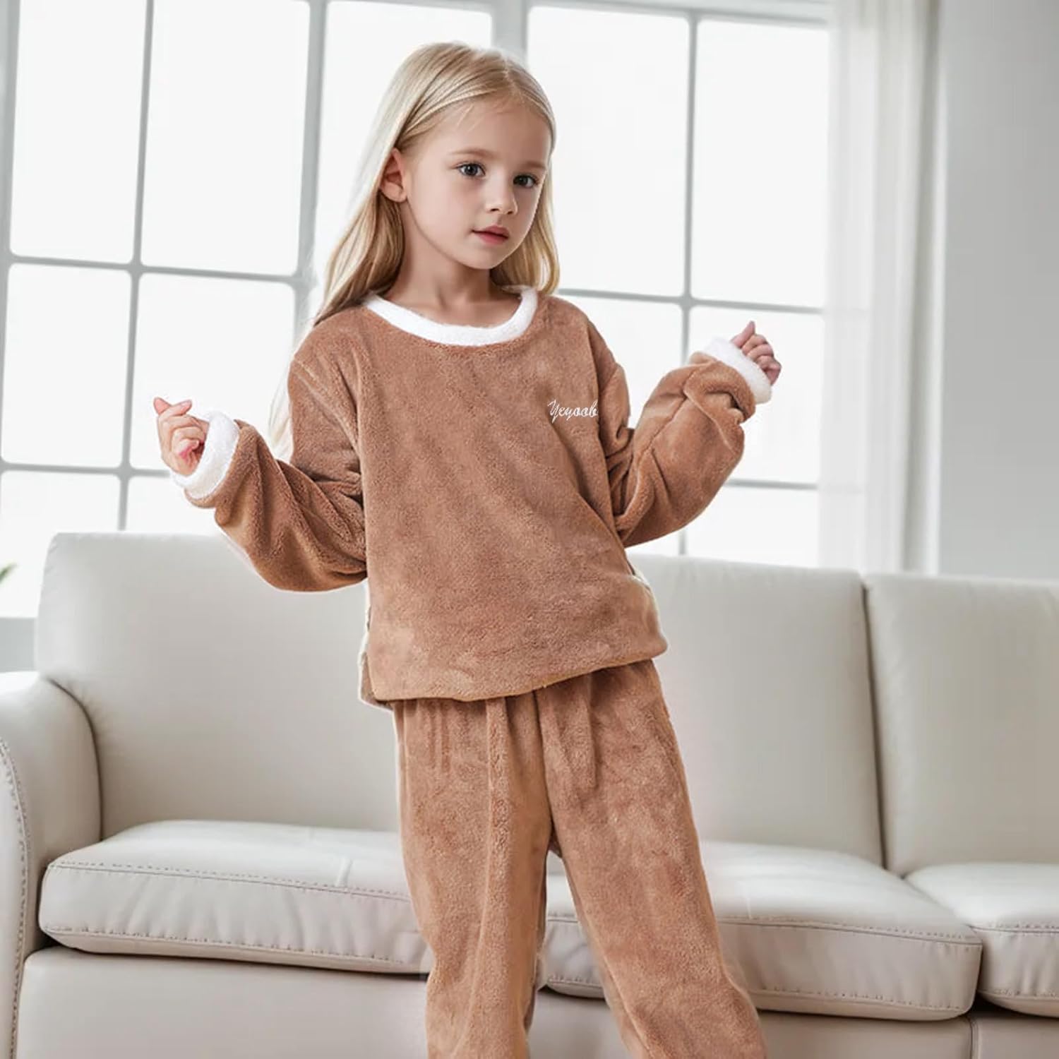 Winter Flannel Sweatshirt Set for Toddler Boy and Girl