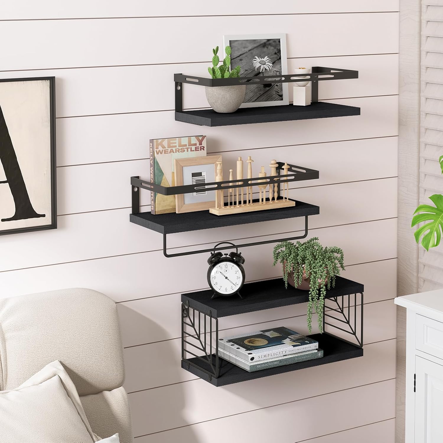 Fixwal 31 Tier Bathroom Floating Shelf with Towel Bar
