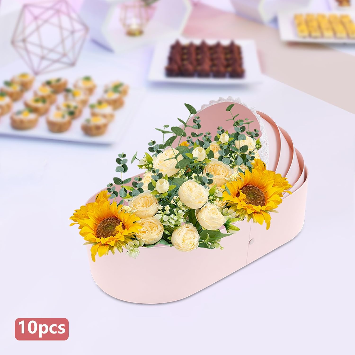 Liffshsy 10pcs Pink Cradle Flower Basket Gift Box 1