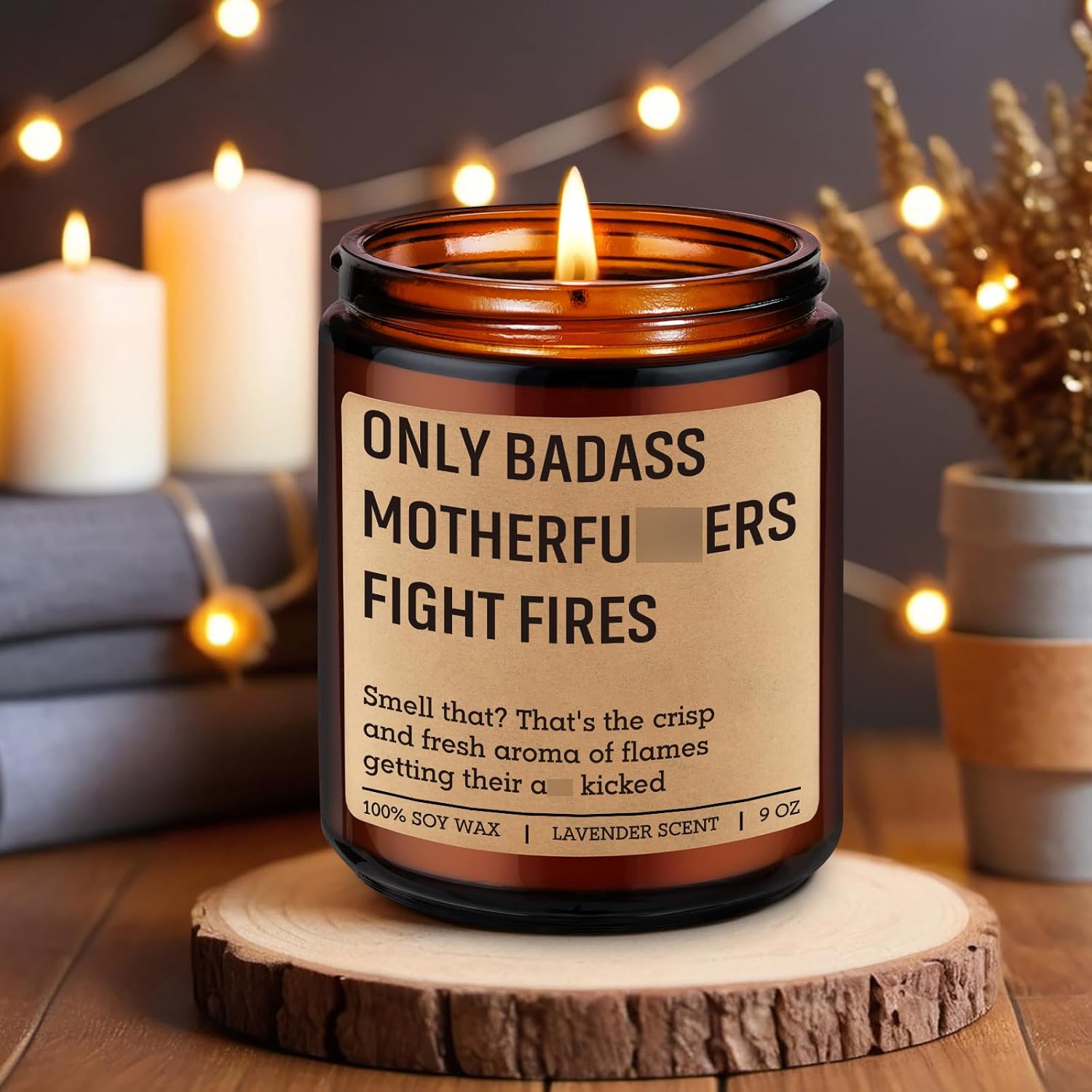 Fairys Gift Candle - Bold Firefighter Humor Lavender Scent
