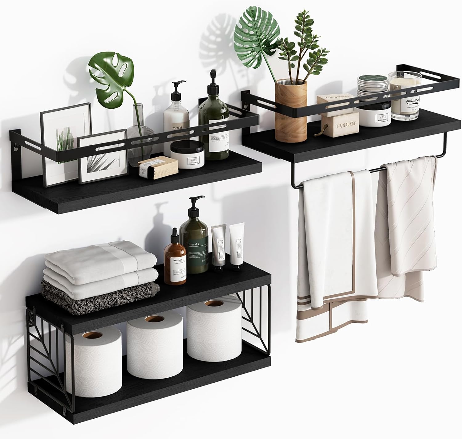 Fixwal 31 Tier Bathroom Floating Shelf with Towel Bar
