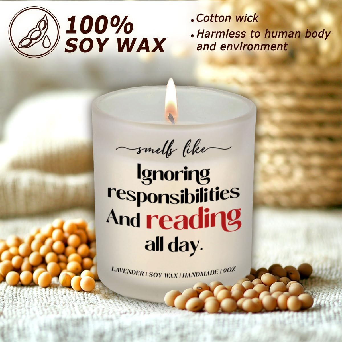Book Lovers Candle 9Oz - Lavender Scented Gift