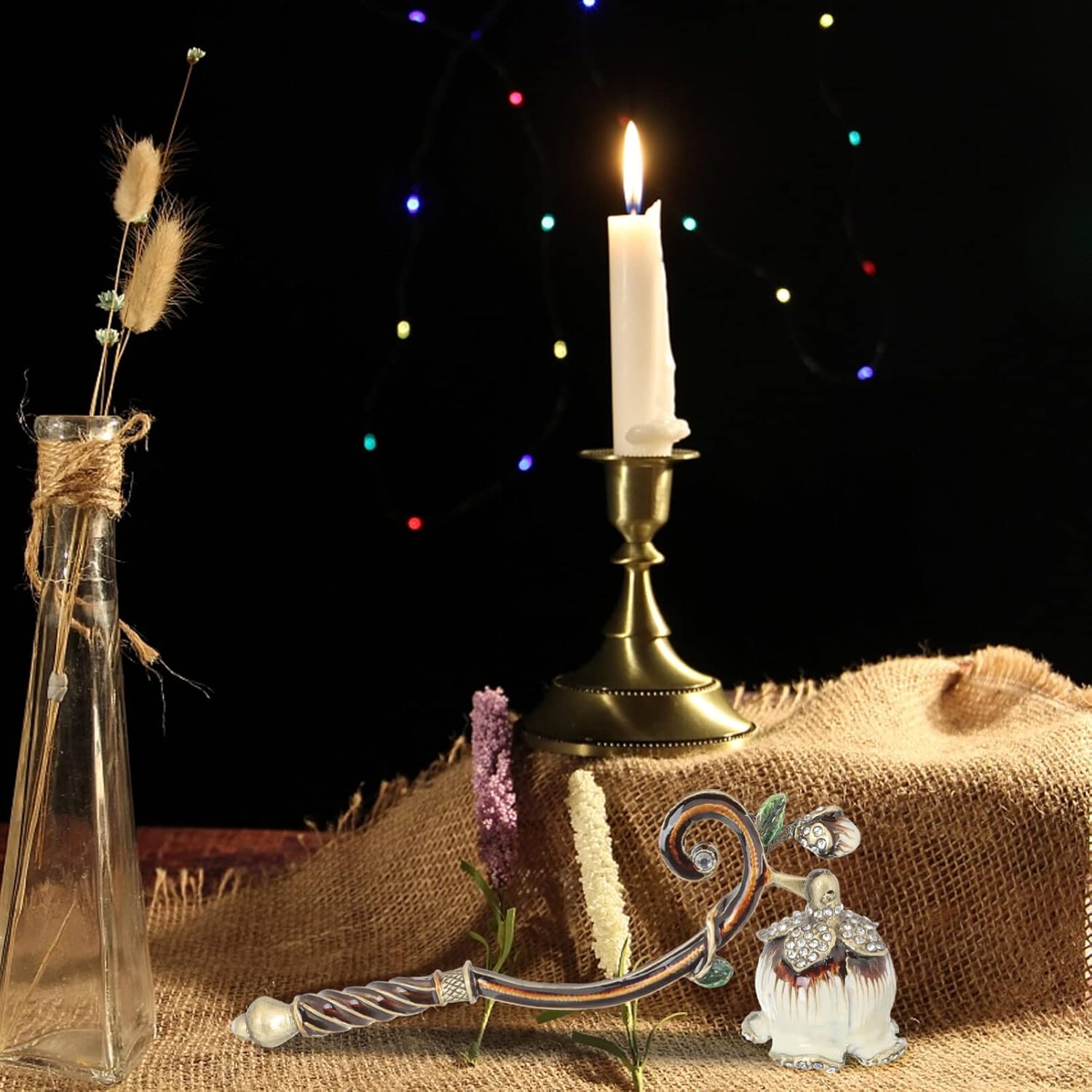 Candle Snuffer with Painted Flower Design